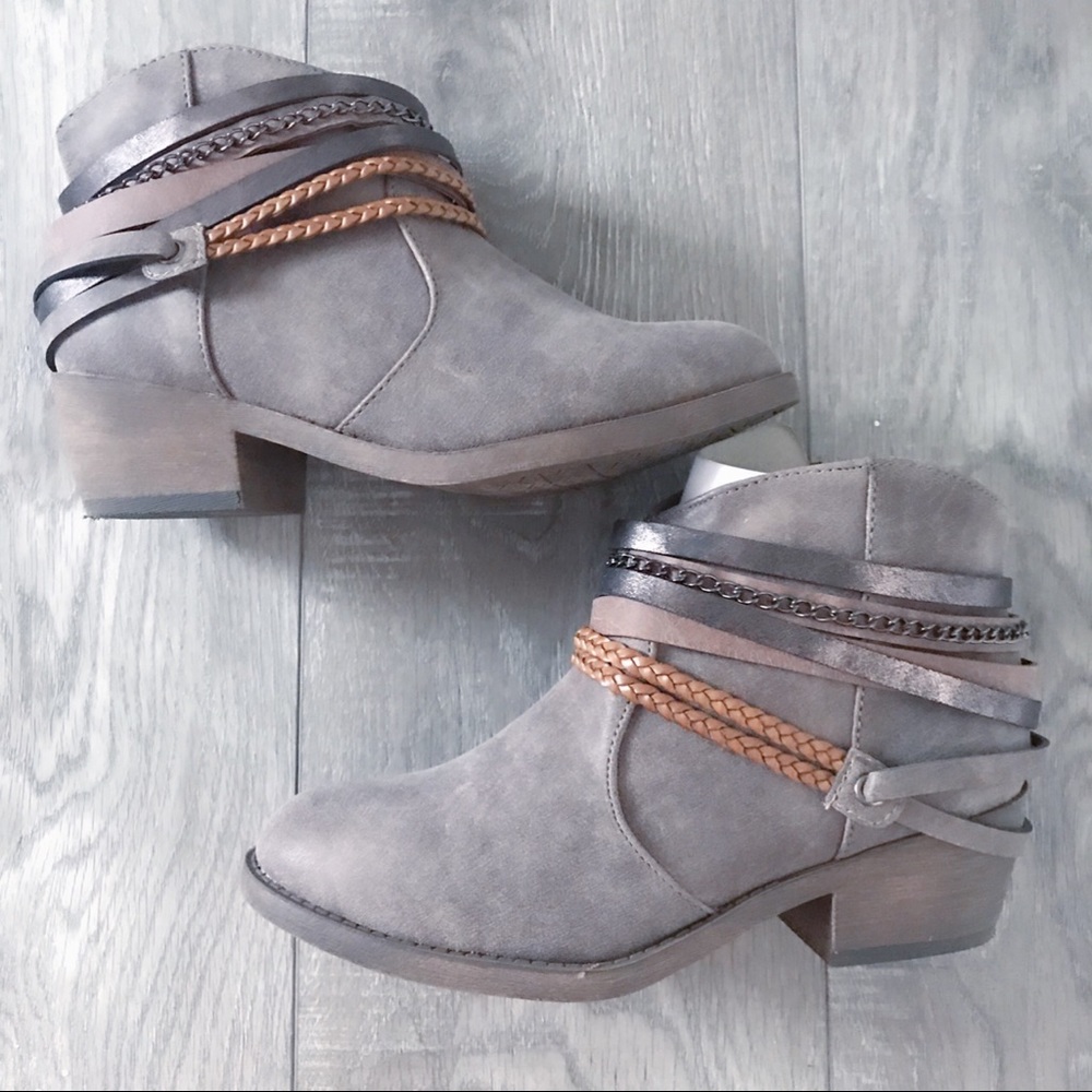 Stylish Braided and Chained Booties